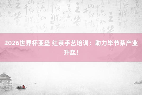 2026世界杯亚盘 红茶手艺培训：助力毕节茶产业升起！