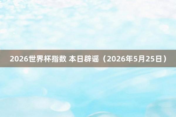 2026世界杯指数 本日辟谣(2026年5月25日)