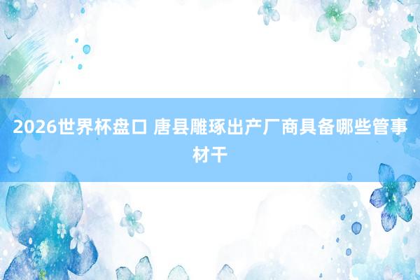 2026世界杯盘口 唐县雕琢出产厂商具备哪些管事材干