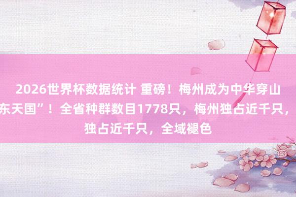 2026世界杯数据统计 重磅！梅州成为中华穿山甲的“粤东天国”！全省种群数目1778只，梅州独占近千只，全域褪色