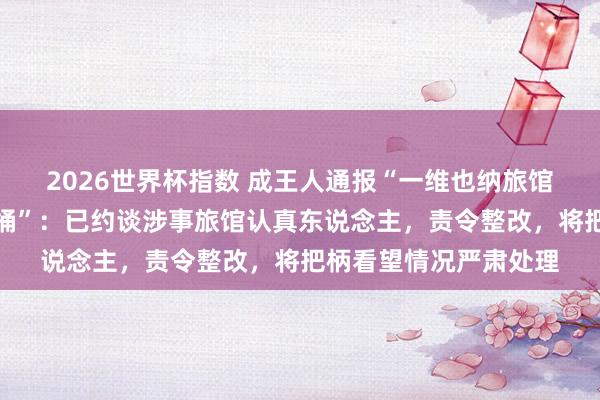 2026世界杯指数 成王人通报“一维也纳旅馆保洁用客房牙刷刷马桶”：已约谈涉事旅馆认真东说念主，责令整改，将把柄看望情况严肃处理