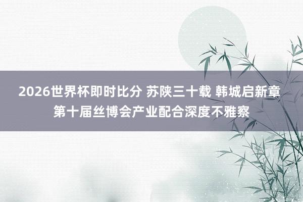 2026世界杯即时比分 苏陕三十载 韩城启新章 第十届丝博会产业配合深度不雅察