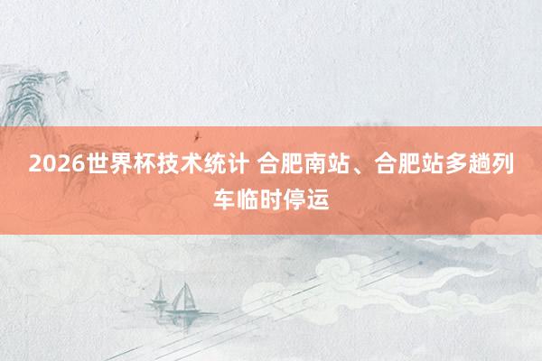 2026世界杯技术统计 合肥南站、合肥站多趟列车临时停运
