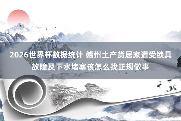 2026世界杯数据统计 赣州土产货居家遭受锁具故障及下水堵塞该怎么找正规做事