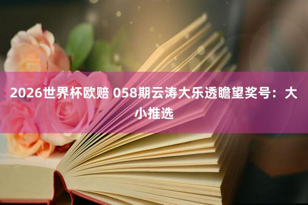2026世界杯欧赔 058期云涛大乐透瞻望奖号：大小推选