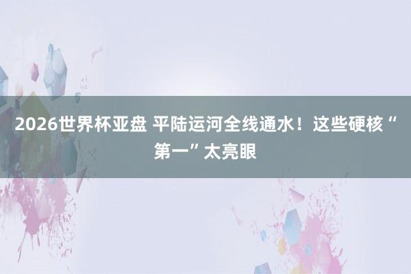 2026世界杯亚盘 平陆运河全线通水！这些硬核“第一”太亮眼