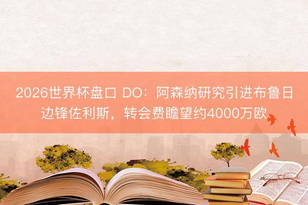 2026世界杯盘口 DO：阿森纳研究引进布鲁日边锋佐利斯，转会费瞻望约4000万欧