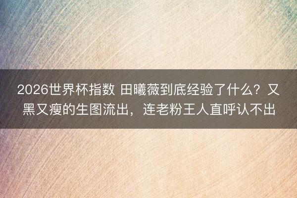 2026世界杯指数 田曦薇到底经验了什么?又黑又瘦的生图流出,连老粉王人直呼认不出
