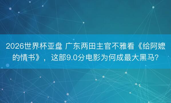 2026世界杯亚盘 广东两田主官不雅看《给阿嬷的情书》，这部9.0分电影为何成最大黑马？