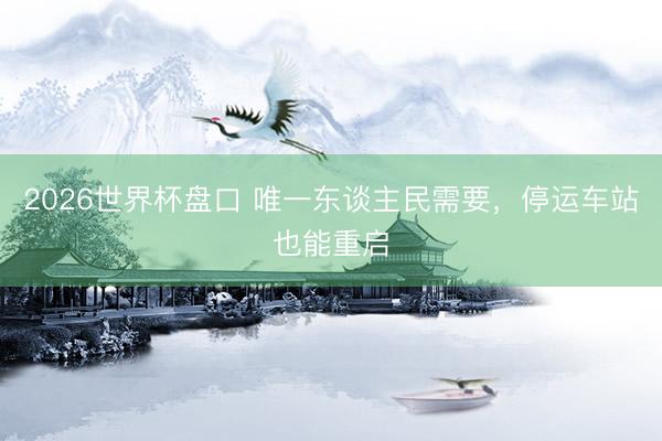2026世界杯盘口 唯一东谈主民需要,停运车站也能重启